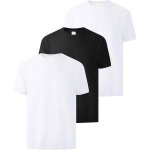 ZITY 3 Pack Men’s T-Shirts Cotton Crew Neck Basic Tee Short Sleeve Soft Casual Shirts Summer Tops(Black*1+white*2)