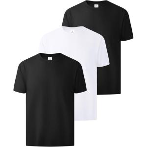 ZITY 3 Pack Men’s T-Shirts Cotton Crew Neck Basic Tee Short Sleeve Soft Casual Shirts Summer Tops(Black*2+white*1)