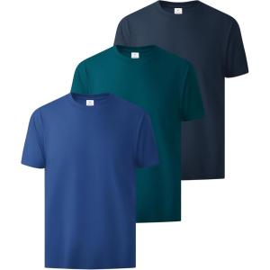 ZITY 3 Pack Men’s T-Shirts Cotton Crew Neck Basic Tee Short Sleeve Soft Casual Shirts Summer Tops(Blue+dark Teal Blue+dark Blue)