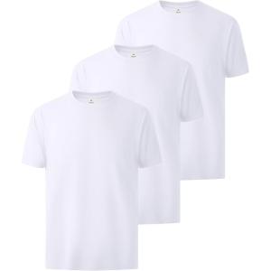 ZITY 3 Pack Men’s T-Shirts Cotton Crew Neck Basic Tee Short Sleeve Soft Casual Shirts Summer Tops(White)
