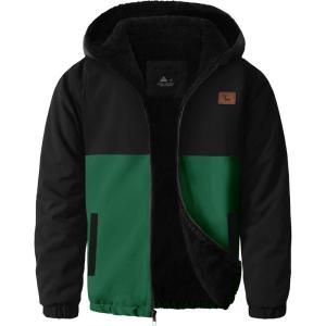 ZITY Boys Fleece Jacket Sherpa Lined Hoodie Zip Up Sweatshirt Warm Outerwear Winter Coat for Kids 6-15 Years(Black Green)