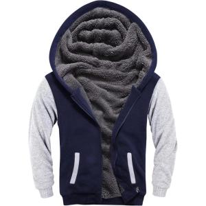 ZITY Boys Zip Up Hoodie Fleece Jacket Kids Sherpa Lined Sweatshirts Outerwear Unisex Warm Winter Coat 6-15 Years Old(Navy Grey)