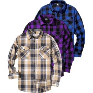 ZITY Men Plaid Flannel Shirts Long Sleeve Casual Button Down Collar Jackets for Men with Pockets(Three Blue Purple Beige)
