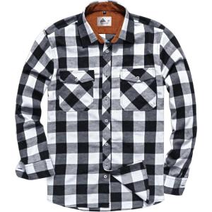 ZITY Men Plaid Flannel Shirts Long Sleeve Casual Button Down Collar Jackets for Men with Pockets(Y One Blackwhite)