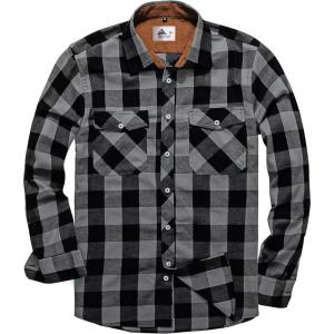 ZITY Men Plaid Flannel Shirts Long Sleeve Casual Button Down Collar Jackets for Men with Pockets(Y One Darkgrey)
