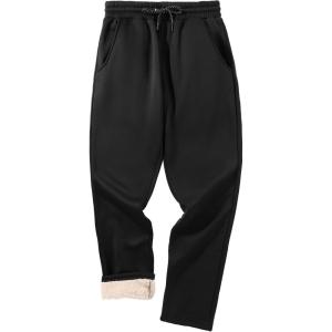 ZITY Men’s Thick Fleece Winter Pants Heavyweight Warm Sherpa Lined Athletic Jogger Sweatpants with Pockets(006black(straight Cuff))