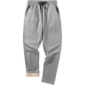 ZITY Men’s Thick Fleece Winter Pants Heavyweight Warm Sherpa Lined Athletic Jogger Sweatpants with Pockets(006gray(straight Cuff))