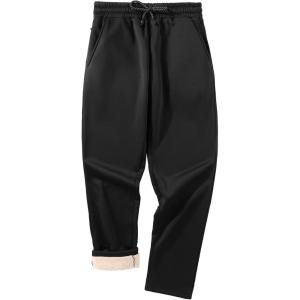 ZITY Men’s Thick Fleece Winter Pants Heavyweight Warm Sherpa Lined Athletic Jogger Sweatpants with Pockets(Black)