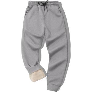 ZITY Men’s Thick Fleece Winter Pants Heavyweight Warm Sherpa Lined Athletic Jogger Sweatpants with Pockets(Light Gray)