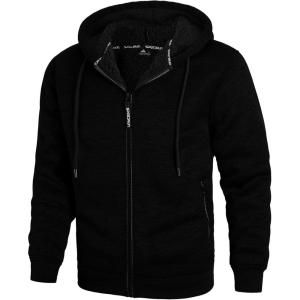ZITY Men’s Zip Up Hoodie Heavyweight Winter Sweatshirt Fleece Sherpa Lined Warm Jacket(Charcoal Black)