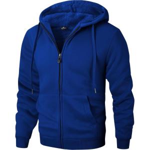 ZITY Men’s Zip Up Hoodie Heavyweight Winter Sweatshirt Fleece Sherpa Lined Warm Jacket(Jet Bule)