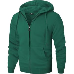 ZITY Men’s Zip Up Hoodie Heavyweight Winter Sweatshirt Fleece Sherpa Lined Warm Jacket(Jet Green)