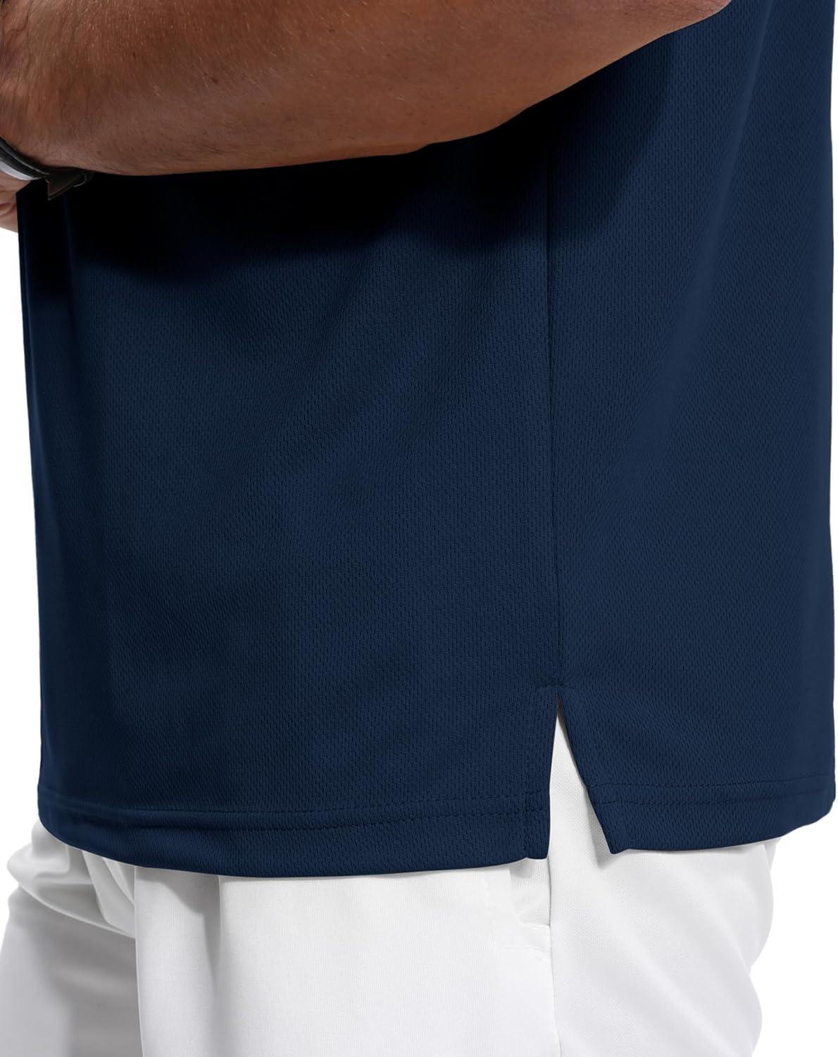 imageZITY 3 Pack Polo Shirts for Men with Pocket Short Sleeve Moisture Wicking Outdoor Tactical Shirt Summer CasualApricotnavylight Blue
