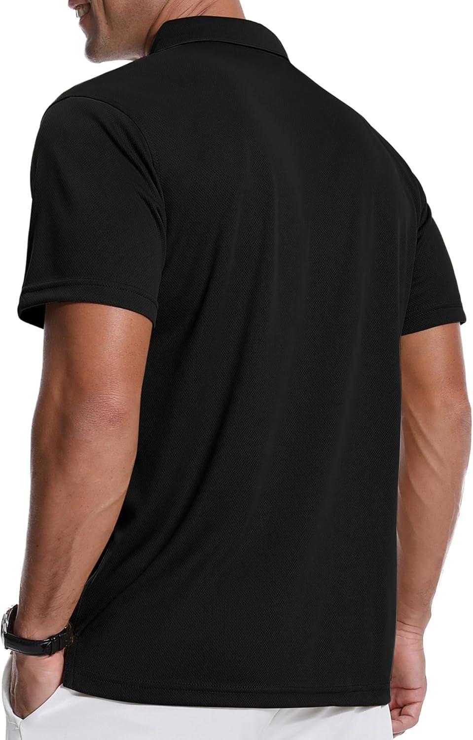 imageZITY 3 Pack Polo Shirts for Men with Pocket Short Sleeve Moisture Wicking Outdoor Tactical Shirt Summer CasualBlack