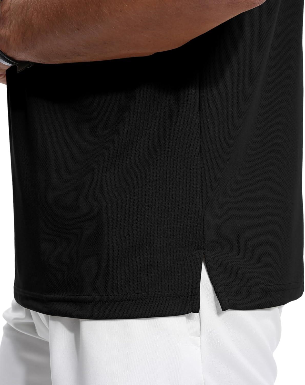 imageZITY 3 Pack Polo Shirts for Men with Pocket Short Sleeve Moisture Wicking Outdoor Tactical Shirt Summer CasualBlack
