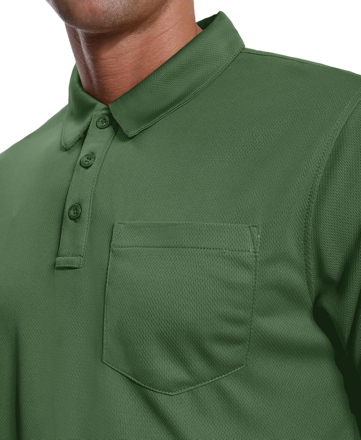imageZITY 3 Pack Polo Shirts for Men with Pocket Short Sleeve Moisture Wicking Outdoor Tactical Shirt Summer CasualBlackarmy Greenlight Blue