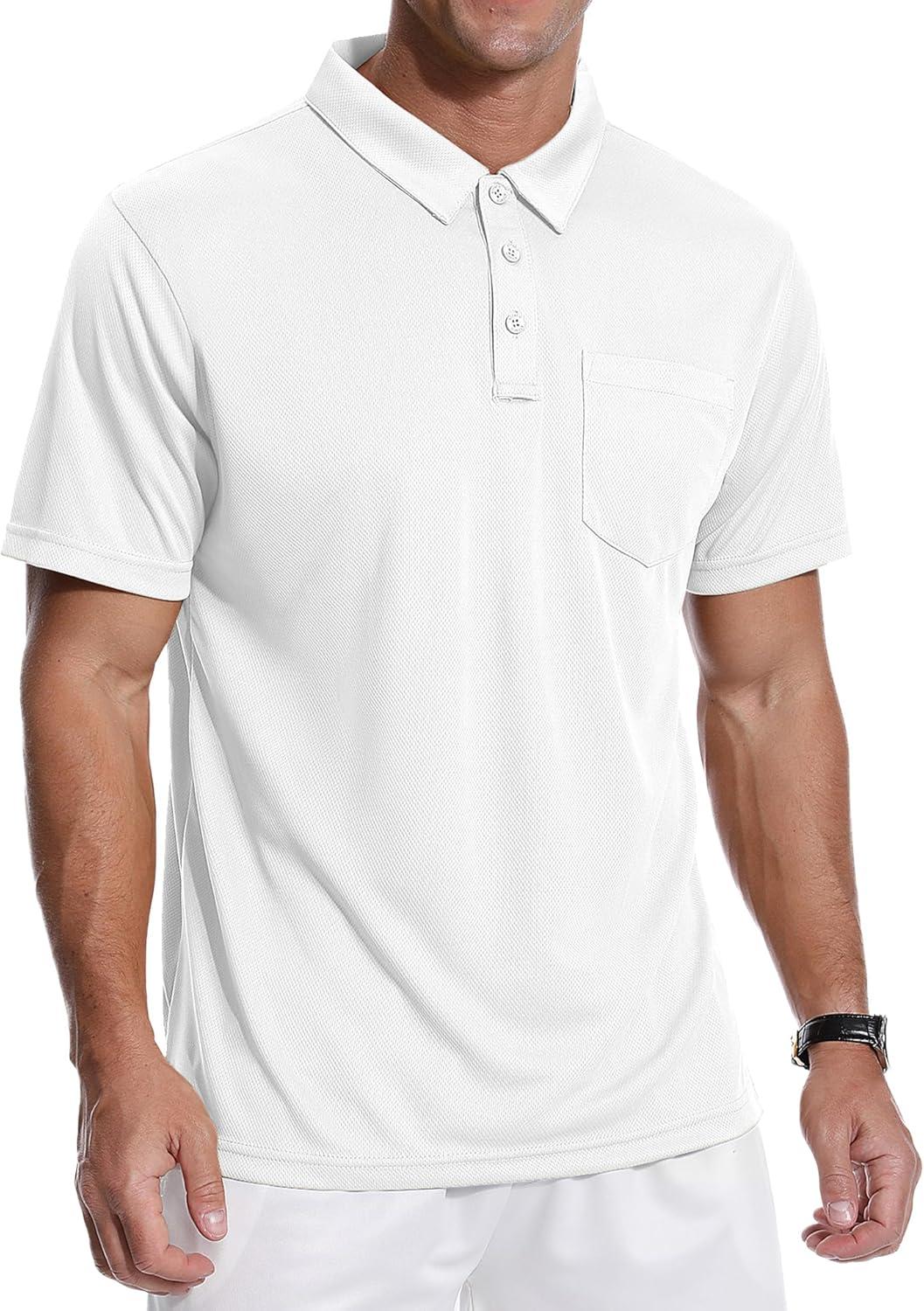 imageZITY 3 Pack Polo Shirts for Men with Pocket Short Sleeve Moisture Wicking Outdoor Tactical Shirt Summer CasualBlackroyal Bluewhite