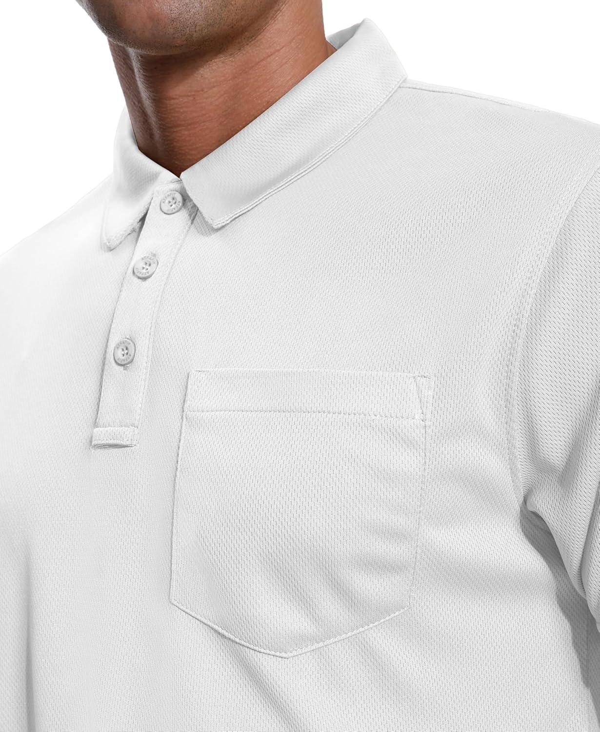 imageZITY 3 Pack Polo Shirts for Men with Pocket Short Sleeve Moisture Wicking Outdoor Tactical Shirt Summer CasualBlackroyal Bluewhite