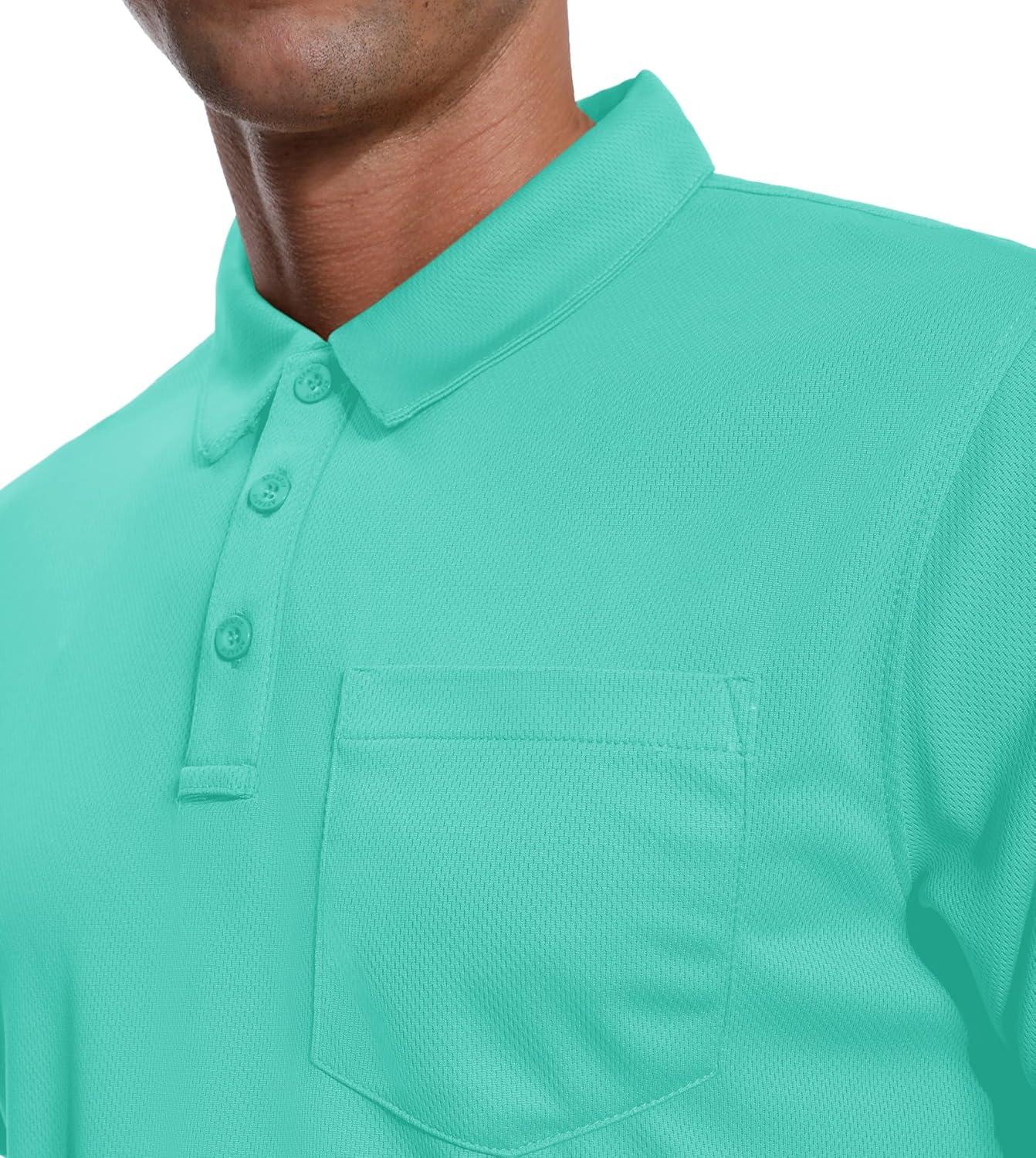 imageZITY 3 Pack Polo Shirts for Men with Pocket Short Sleeve Moisture Wicking Outdoor Tactical Shirt Summer CasualGreylight Blueemerald Blue