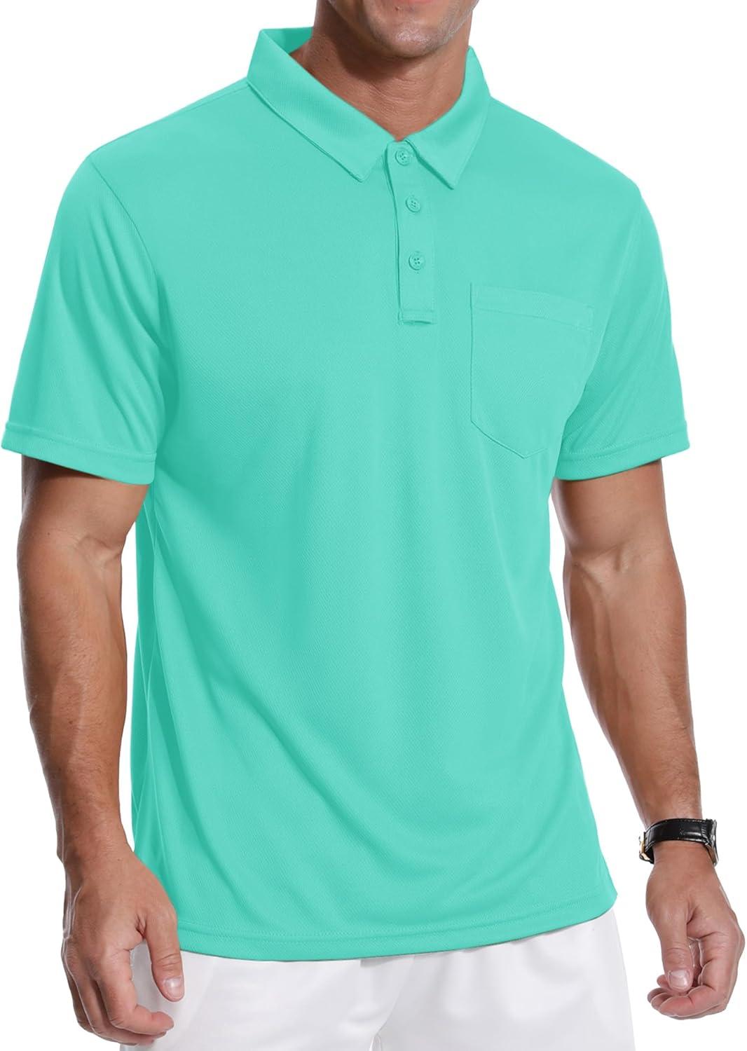 imageZITY 3 Pack Polo Shirts for Men with Pocket Short Sleeve Moisture Wicking Outdoor Tactical Shirt Summer CasualGreylight Blueemerald Blue