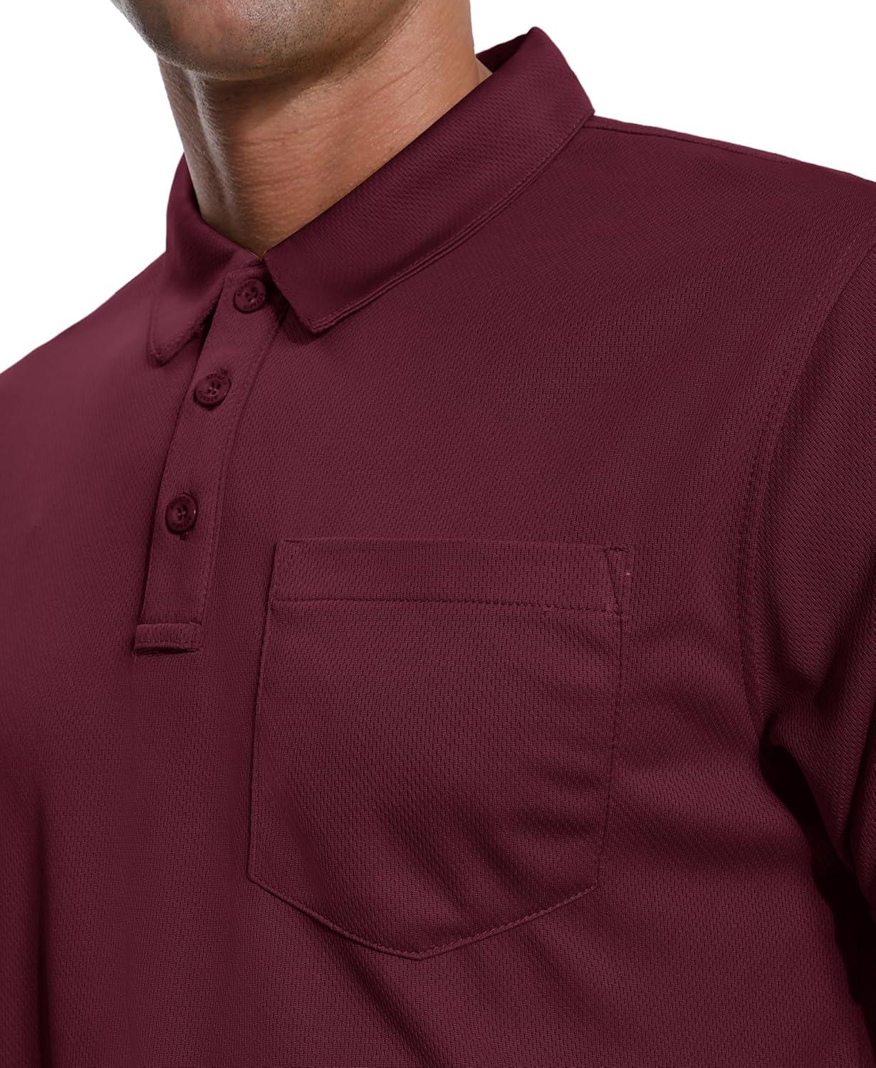 imageZITY 3 Pack Polo Shirts for Men with Pocket Short Sleeve Moisture Wicking Outdoor Tactical Shirt Summer CasualGreywine Rednavy