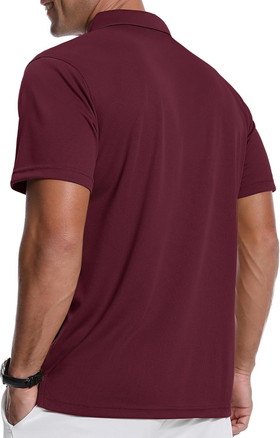 imageZITY 3 Pack Polo Shirts for Men with Pocket Short Sleeve Moisture Wicking Outdoor Tactical Shirt Summer CasualGreywine Rednavy
