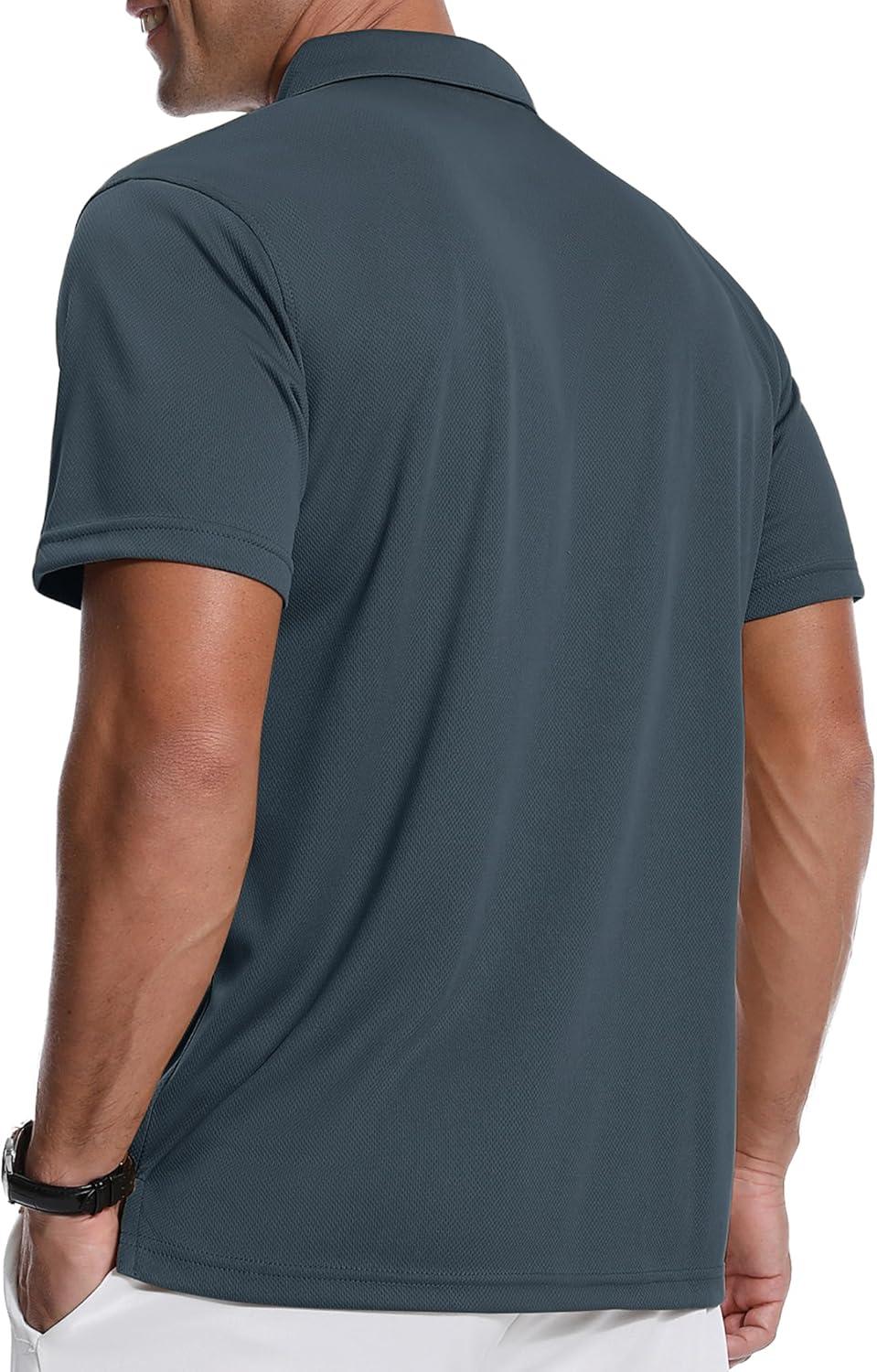 imageZITY 3 Pack Polo Shirts for Men with Pocket Short Sleeve Moisture Wicking Outdoor Tactical Shirt Summer CasualLight Bluegreyroyal Blue