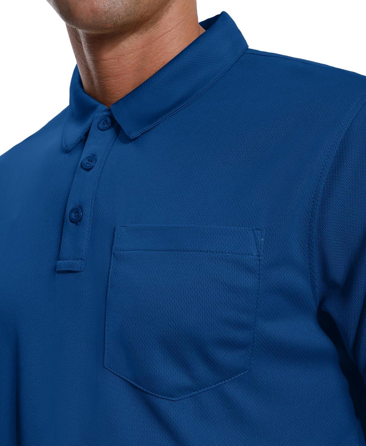 imageZITY 3 Pack Polo Shirts for Men with Pocket Short Sleeve Moisture Wicking Outdoor Tactical Shirt Summer CasualRoyal Bluegreyblack