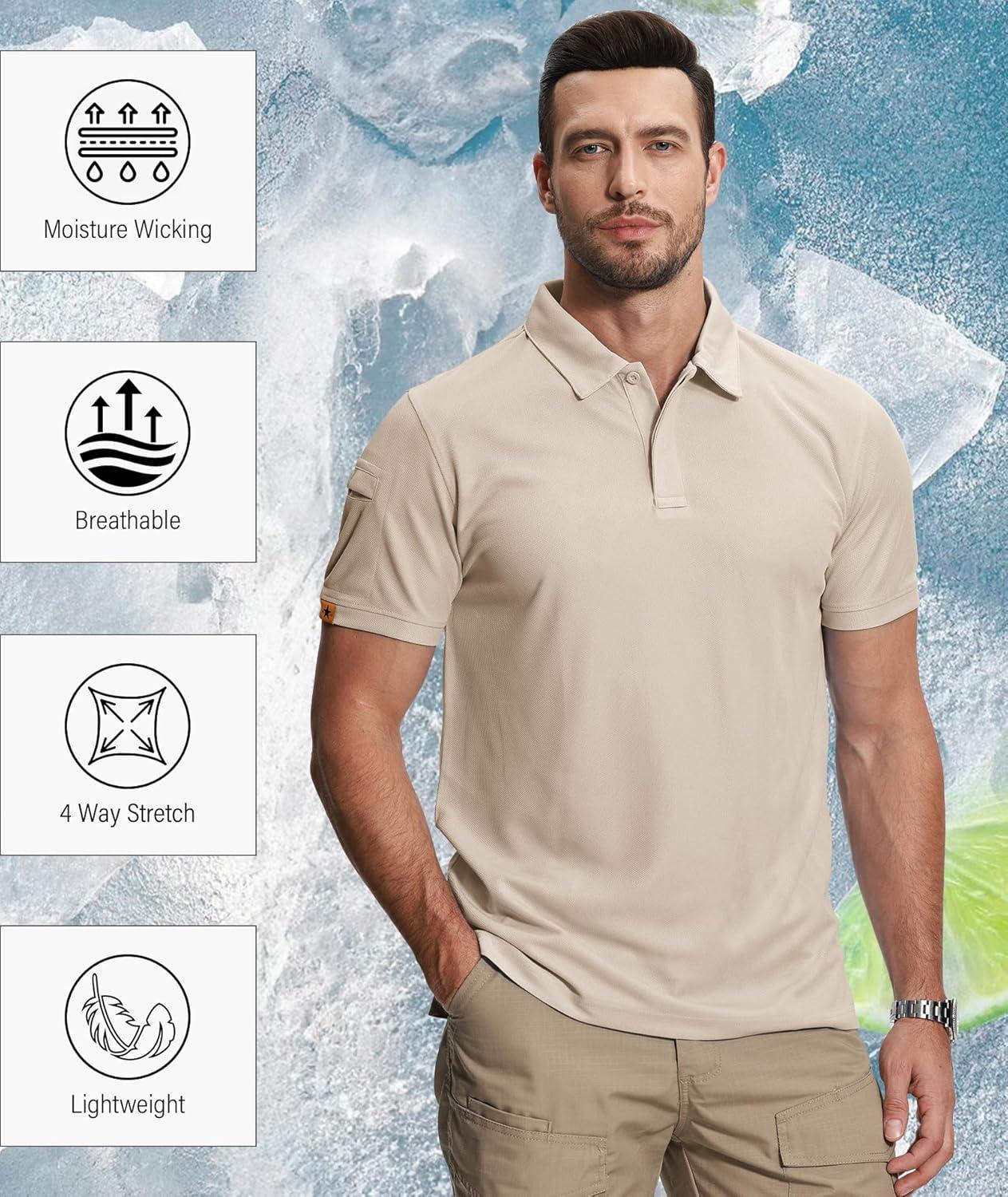 imageZITY 5 Pack Mens Polo Shirt Short Sleeve Sports Golf Tennis TShirt MoistureWicking Summer ShirtsForest Tealblue Winered Moonblue Lightkhaki
