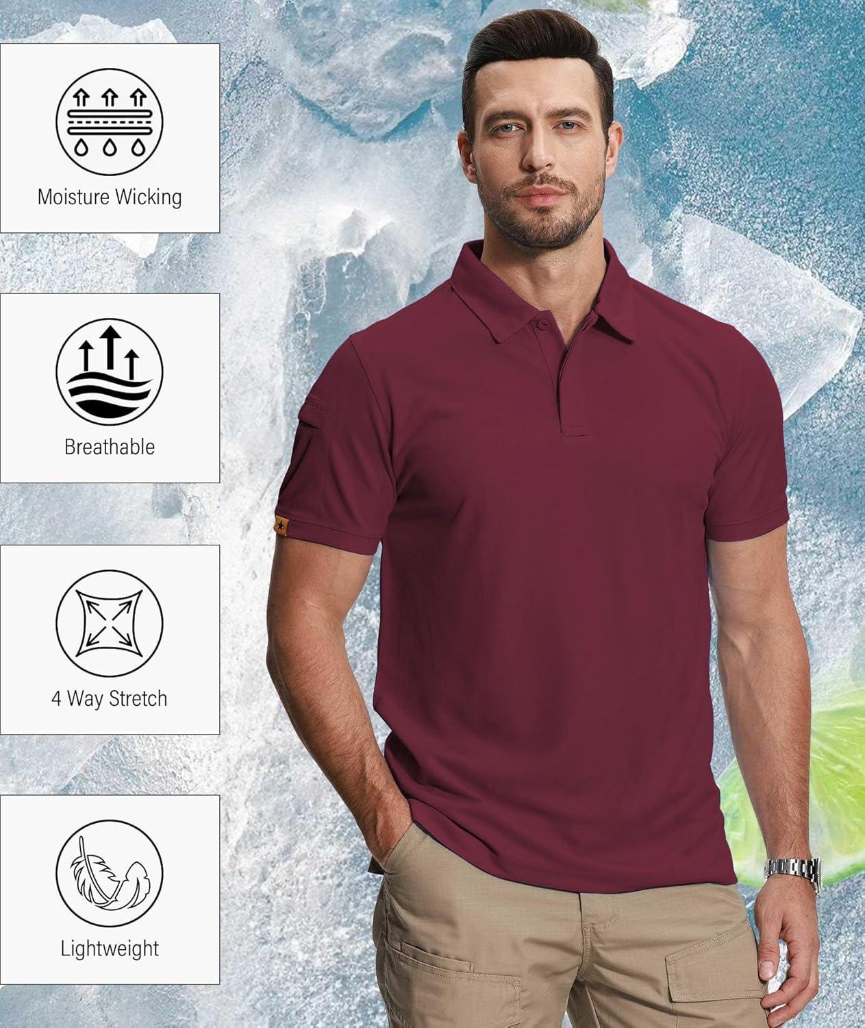 imageZITY 5 Pack Mens Polo Shirt Short Sleeve Sports Golf Tennis TShirt MoistureWicking Summer ShirtsGrey Black Forestgreen White Winered