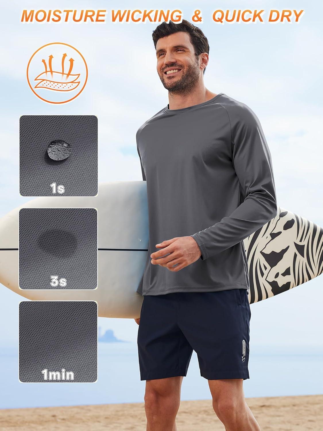 imageZITY 3 Pack Long Sleeve Shirts for Men UPF 50 Sun Protection Crew Neck TShirt Rash Guard for Hiking Running Swimming3packblackWhiteDark Gray