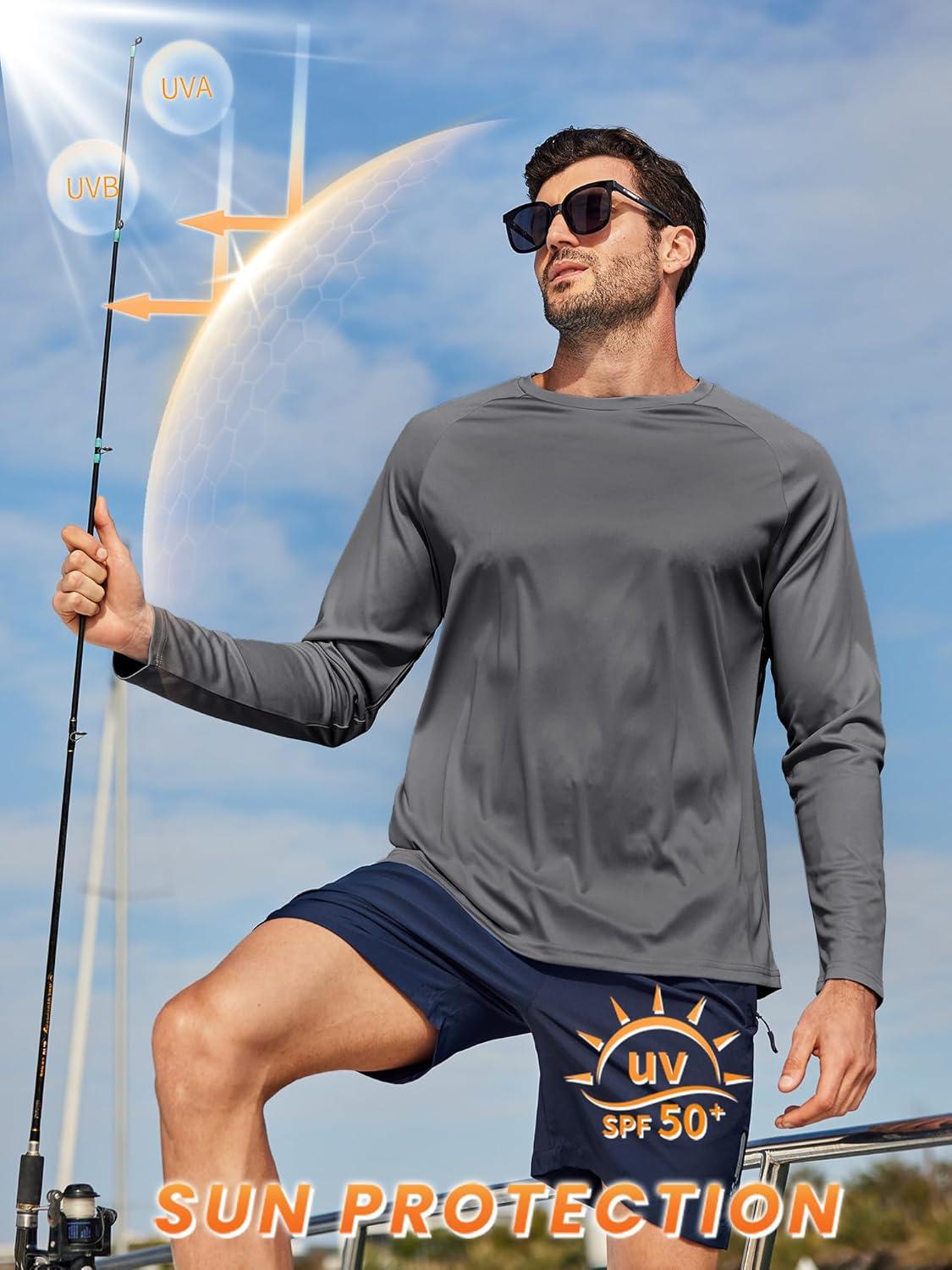 imageZITY 3 Pack Long Sleeve Shirts for Men UPF 50 Sun Protection Crew Neck TShirt Rash Guard for Hiking Running Swimming3packblackWhiteDark Gray