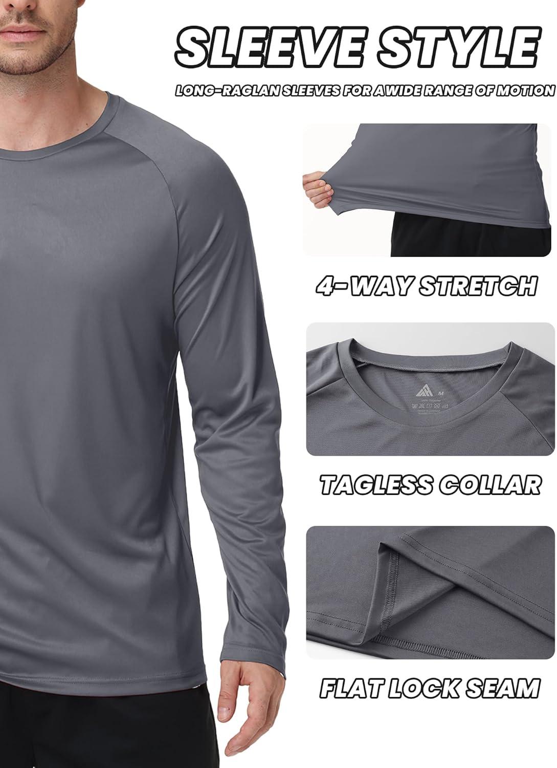 imageZITY 3 Pack Long Sleeve Shirts for Men UPF 50 Sun Protection Crew Neck TShirt Rash Guard for Hiking Running Swimming3packblackWhiteDark Gray