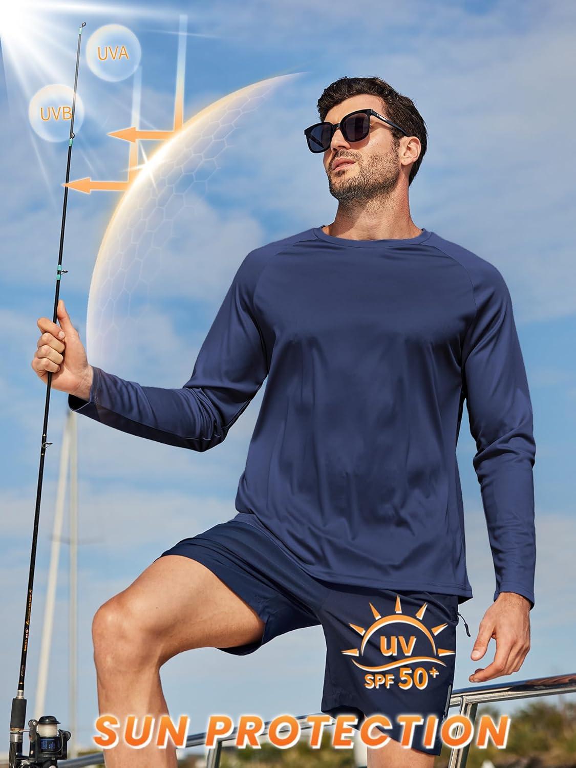 imageZITY 3 Pack Long Sleeve Shirts for Men UPF 50 Sun Protection Crew Neck TShirt Rash Guard for Hiking Running Swimming3packdark BlueWhiteLight Sky Blue
