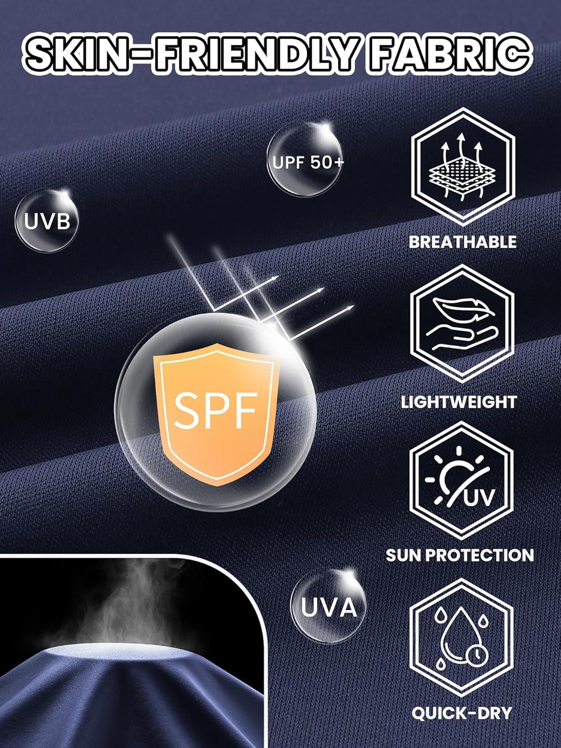 imageZITY 3 Pack Long Sleeve Shirts for Men UPF 50 Sun Protection Crew Neck TShirt Rash Guard for Hiking Running Swimming3packdark BlueWhiteLight Sky Blue