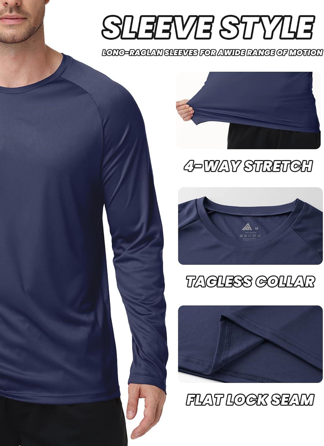 imageZITY 3 Pack Long Sleeve Shirts for Men UPF 50 Sun Protection Crew Neck TShirt Rash Guard for Hiking Running Swimming3packdark BlueWhiteLight Sky Blue