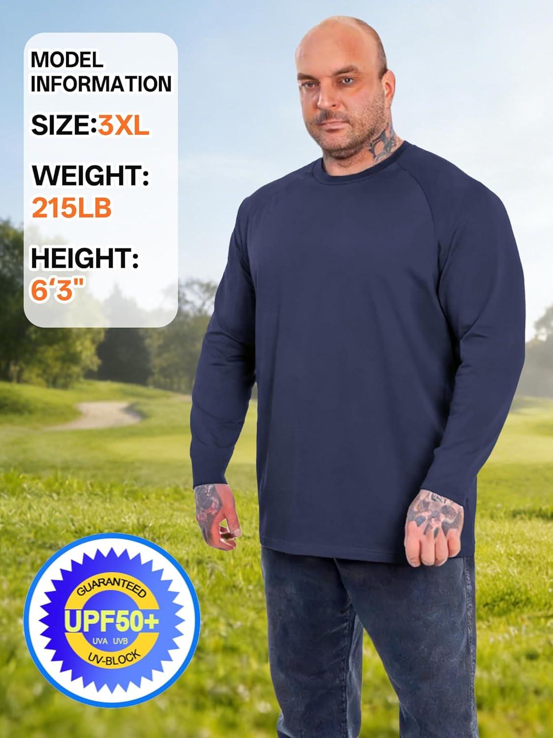imageZITY 3 Pack Long Sleeve Shirts for Men UPF 50 Sun Protection Crew Neck TShirt Rash Guard for Hiking Running Swimming3packdark BlueWhiteLight Sky Blue