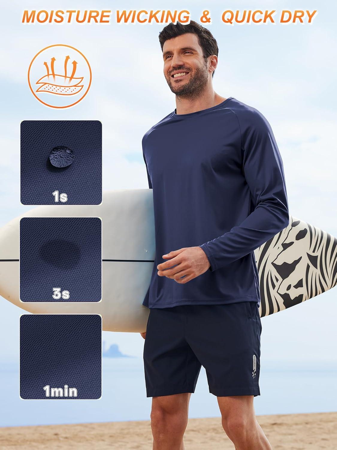imageZITY 3 Pack Long Sleeve Shirts for Men UPF 50 Sun Protection Crew Neck TShirt Rash Guard for Hiking Running Swimming3packdark BlueWhiteLight Sky Blue