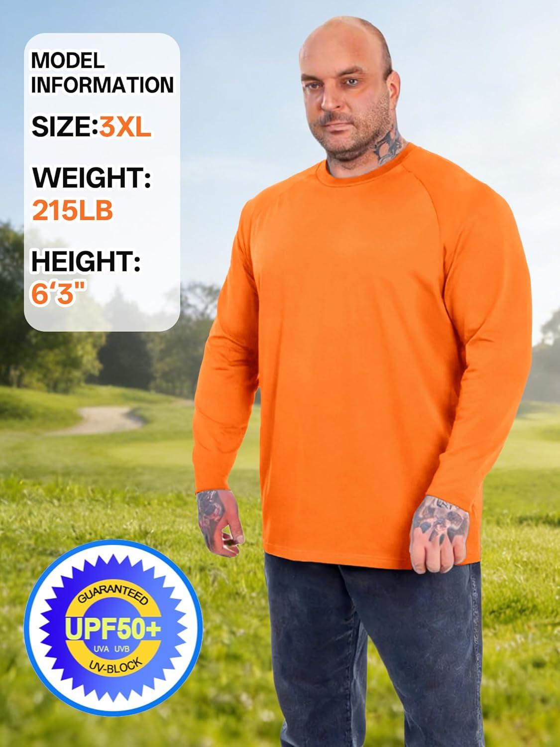 imageZITY 3 Pack Long Sleeve Shirts for Men UPF 50 Sun Protection Crew Neck TShirt Rash Guard for Hiking Running Swimming3packfluorescent OrangeWhiteLight Gray