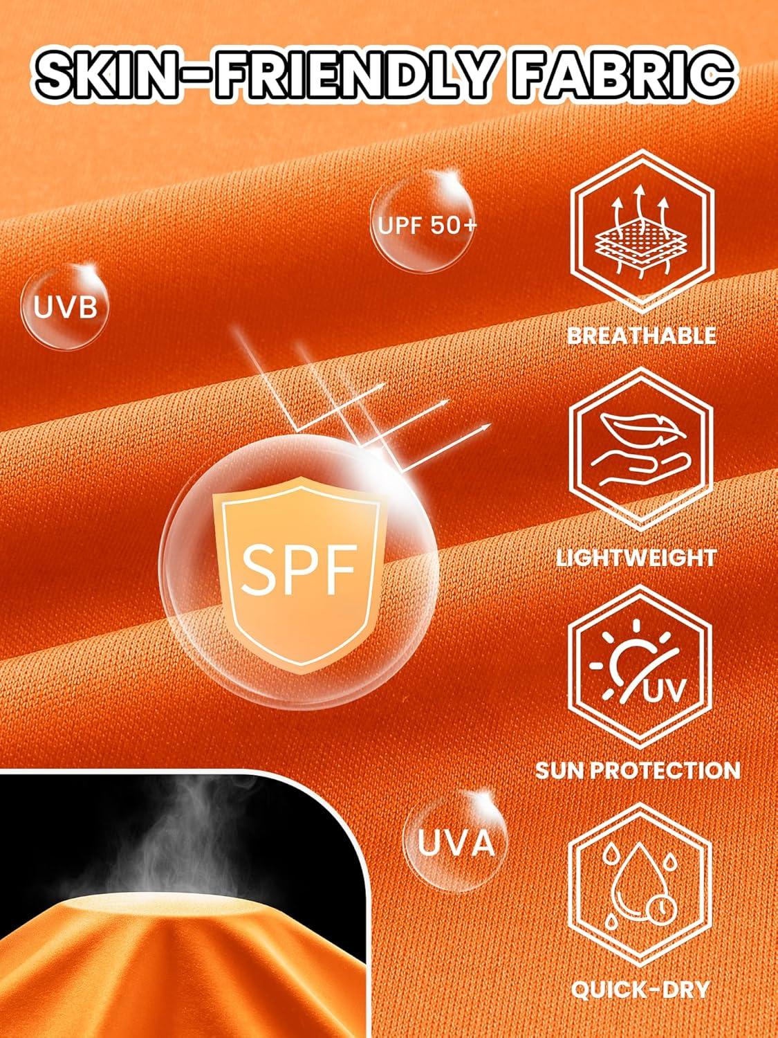 imageZITY 3 Pack Long Sleeve Shirts for Men UPF 50 Sun Protection Crew Neck TShirt Rash Guard for Hiking Running Swimming3packfluorescent OrangeWhiteLight Gray