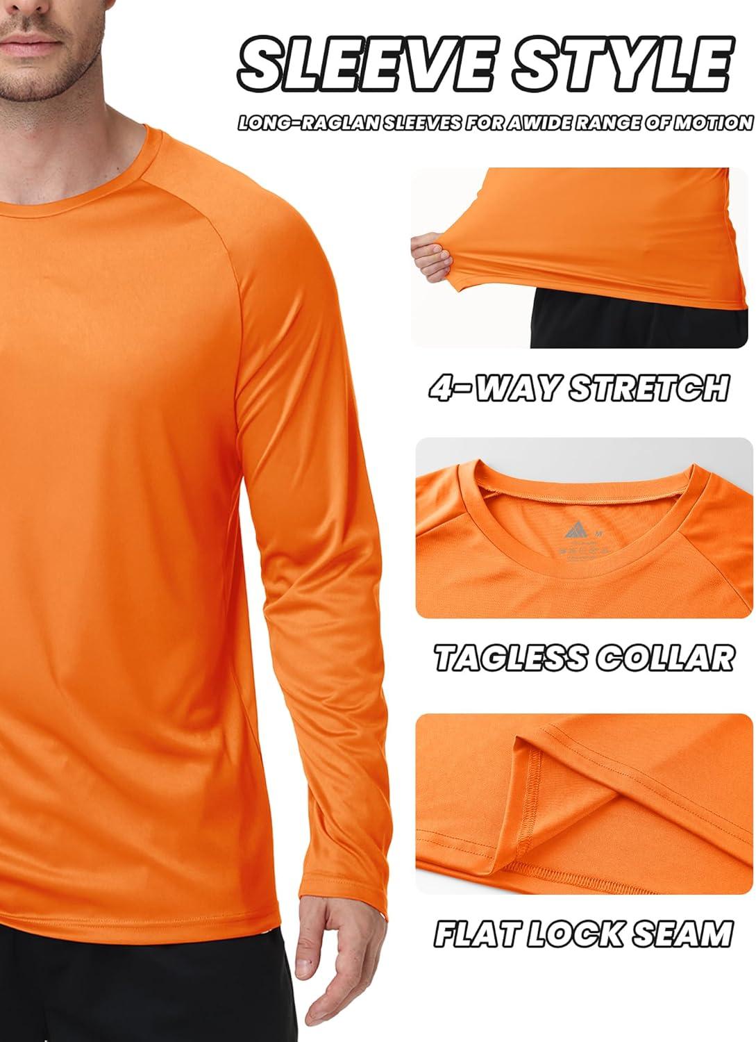 imageZITY 3 Pack Long Sleeve Shirts for Men UPF 50 Sun Protection Crew Neck TShirt Rash Guard for Hiking Running Swimming3packfluorescent OrangeWhiteLight Gray