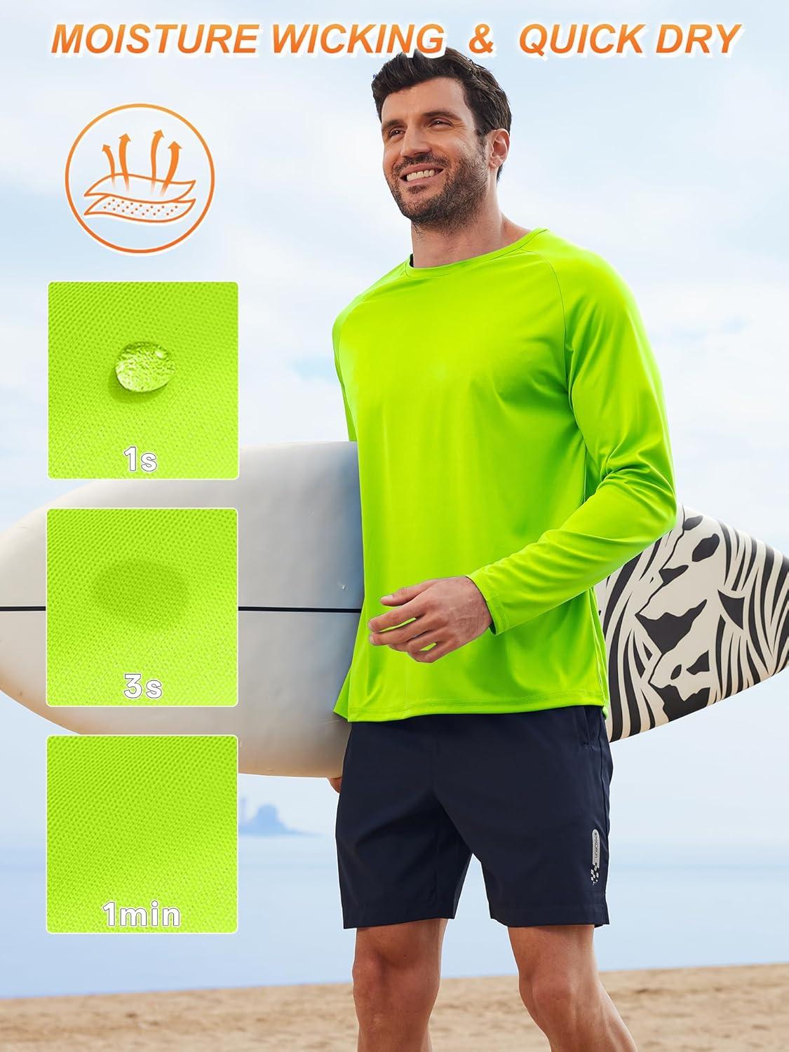 imageZITY 3 Pack Long Sleeve Shirts for Men UPF 50 Sun Protection Crew Neck TShirt Rash Guard for Hiking Running Swimming3packneon GreenRoyal BlueLight Gray