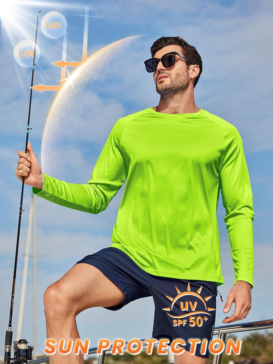 imageZITY 3 Pack Long Sleeve Shirts for Men UPF 50 Sun Protection Crew Neck TShirt Rash Guard for Hiking Running Swimming3packneon GreenRoyal BlueLight Gray