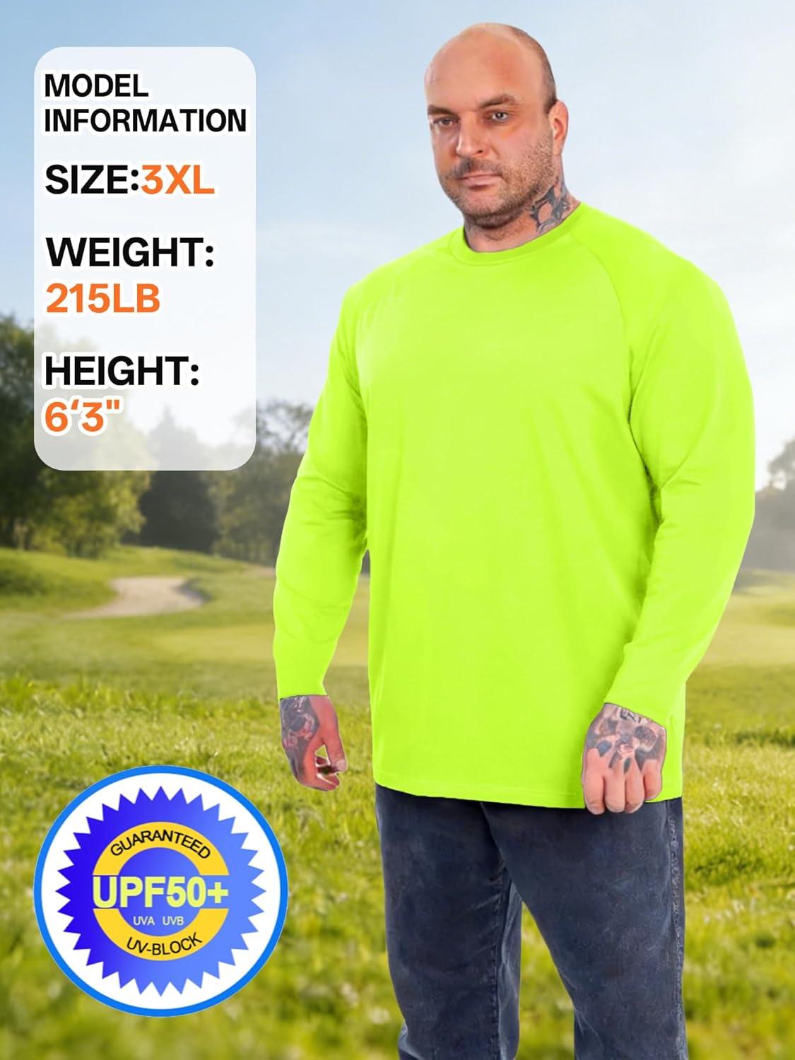 imageZITY 3 Pack Long Sleeve Shirts for Men UPF 50 Sun Protection Crew Neck TShirt Rash Guard for Hiking Running Swimming3packneon GreenRoyal BlueLight Gray
