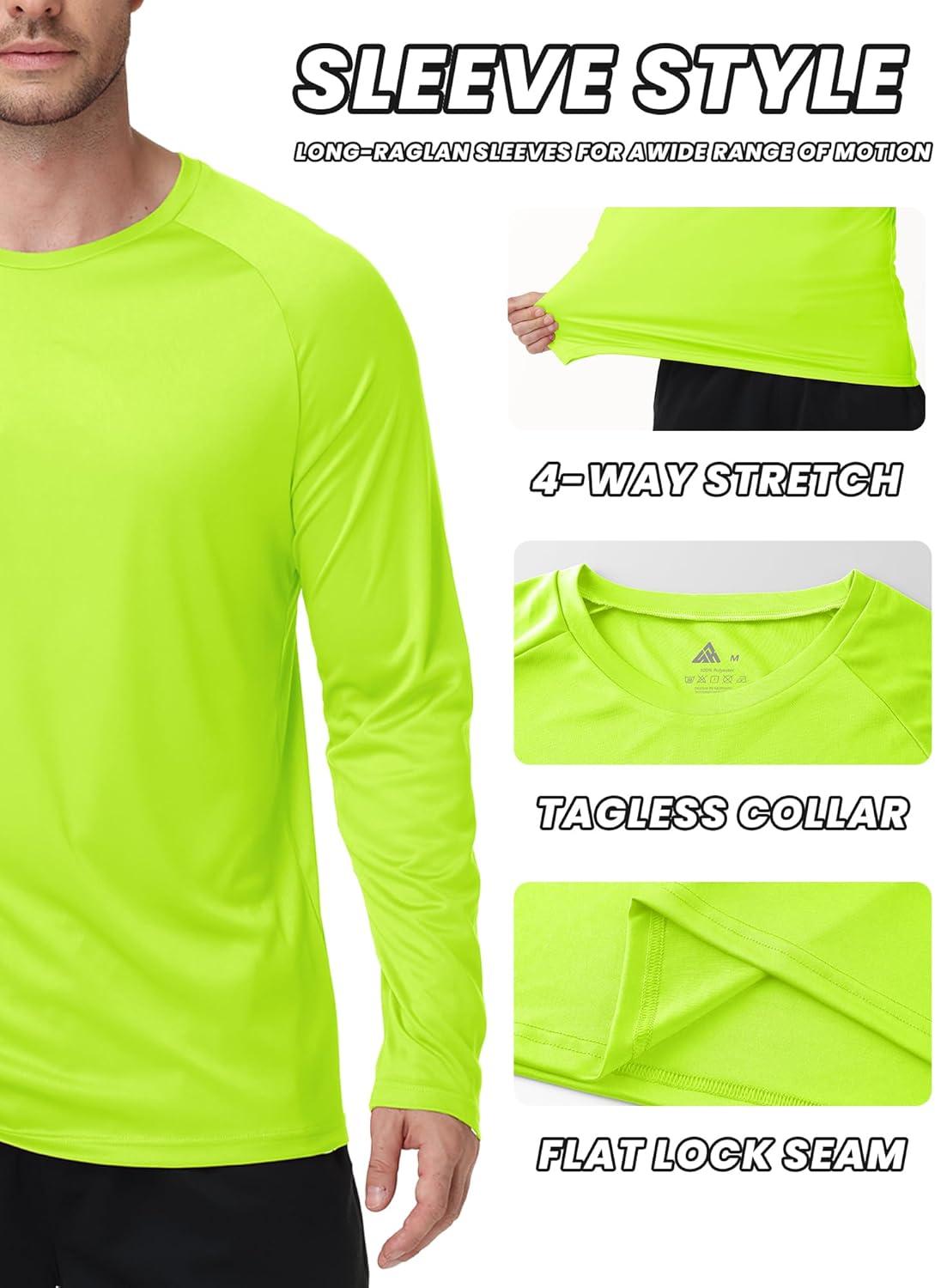 imageZITY 3 Pack Long Sleeve Shirts for Men UPF 50 Sun Protection Crew Neck TShirt Rash Guard for Hiking Running Swimming3packneon GreenRoyal BlueLight Gray