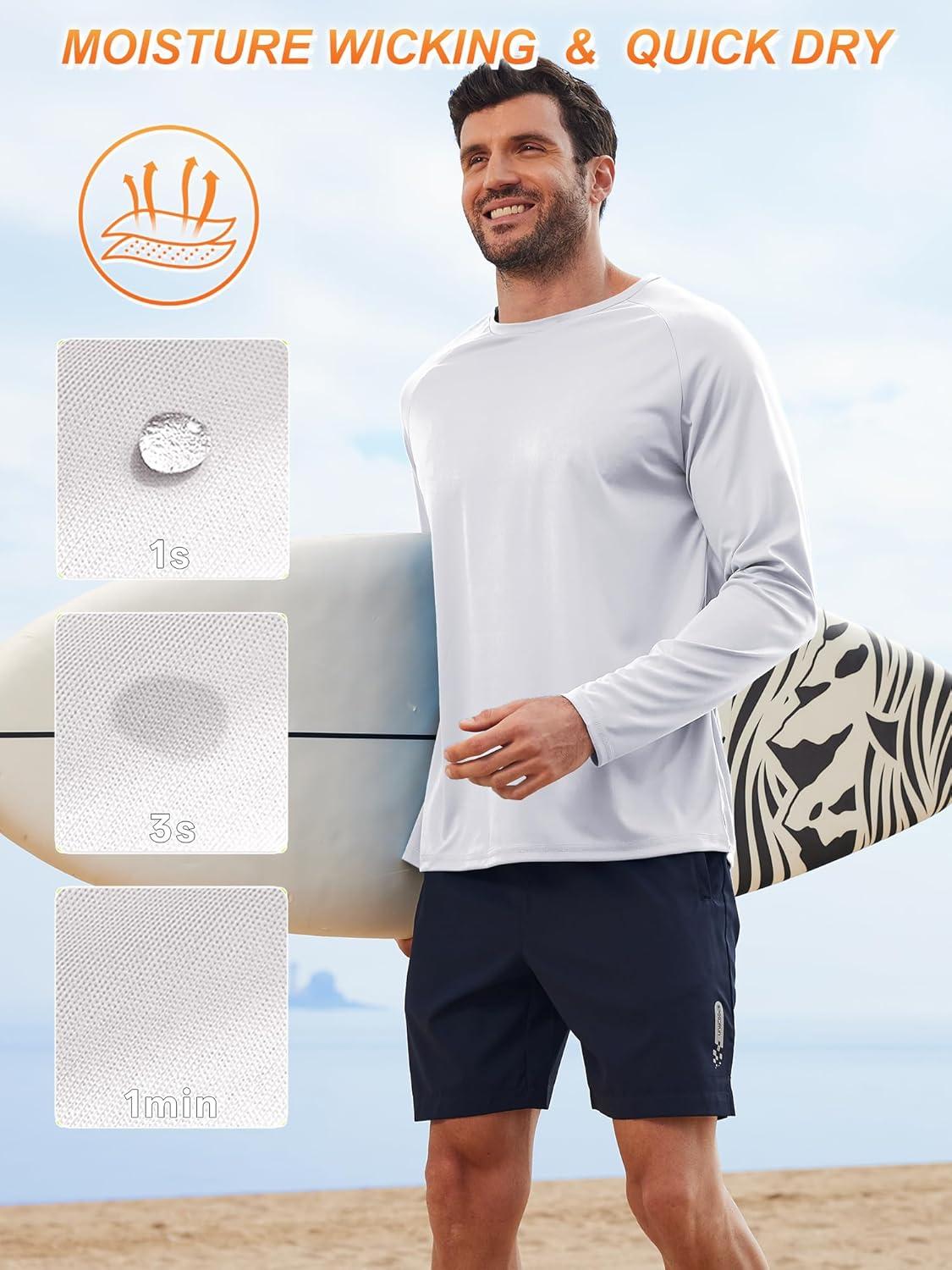 imageZITY 3 Pack Long Sleeve Shirts for Men UPF 50 Sun Protection Crew Neck TShirt Rash Guard for Hiking Running Swimming3packwhiteLight Sky BlueLight Gray