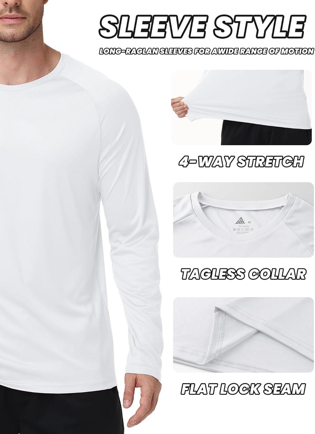 imageZITY 3 Pack Long Sleeve Shirts for Men UPF 50 Sun Protection Crew Neck TShirt Rash Guard for Hiking Running Swimming3packwhiteLight Sky BlueLight Gray