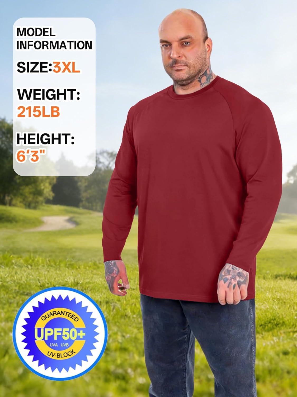 imageZITY 3 Pack Long Sleeve Shirts for Men UPF 50 Sun Protection Crew Neck TShirt Rash Guard for Hiking Running Swimming3packwine RedLight GrayBlack