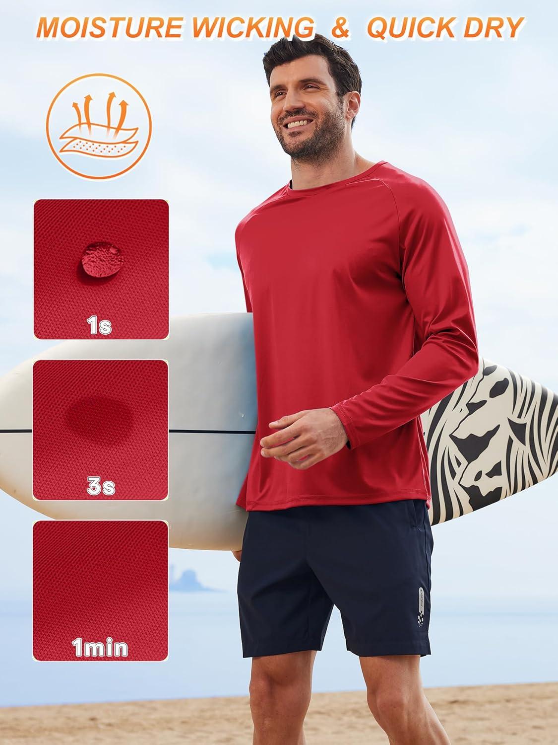imageZITY 3 Pack Long Sleeve Shirts for Men UPF 50 Sun Protection Crew Neck TShirt Rash Guard for Hiking Running Swimming3packwine RedLight GrayBlack