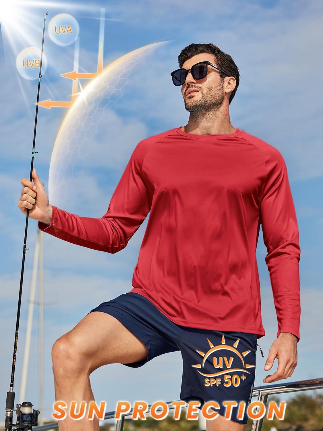imageZITY 3 Pack Long Sleeve Shirts for Men UPF 50 Sun Protection Crew Neck TShirt Rash Guard for Hiking Running Swimming3packwine RedLight GrayBlack